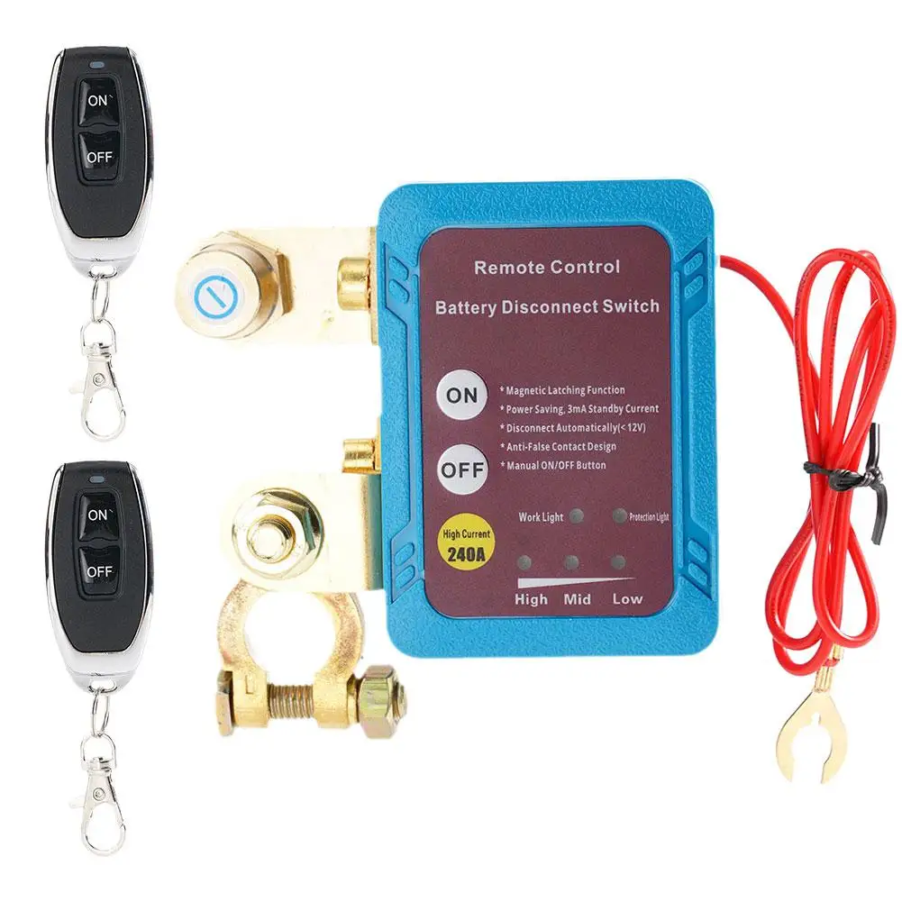 Remote Battery Disconnect Switch 12V 240A Kill Switch Automatic Power Shut Off Switch Remote Control Switch For Auto