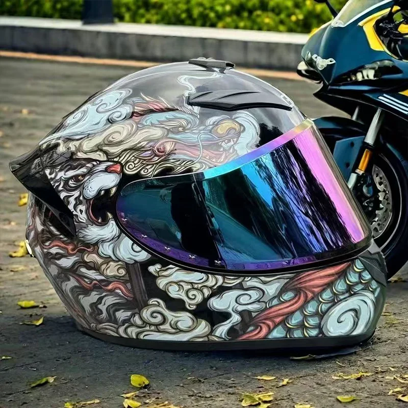 

Креативный национальный тренд, полнолицевой мотоциклетный шлем Wild Dragon, сертифицированный DOT, четкое зрение, безопасность и износостойкость