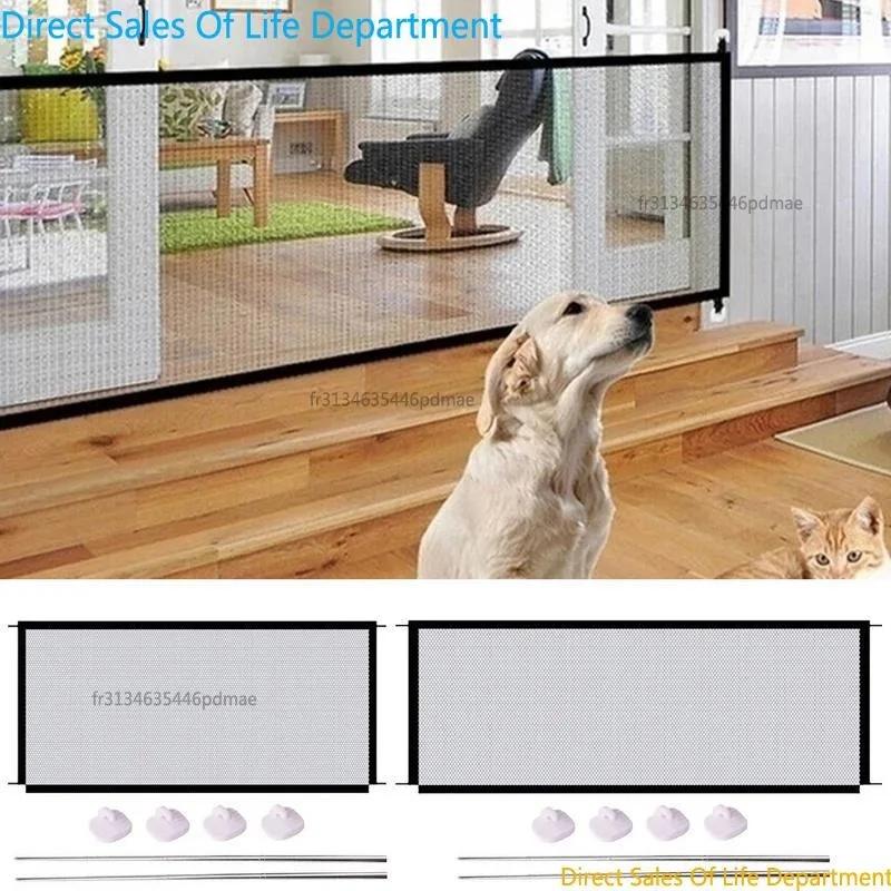 Nueva barrera plegable de malla de nailon expandible para mascotas, puerta retráctil para interiores para bebés, protector de separación para mascotas, valla aislada, valla de seguridad para bebés