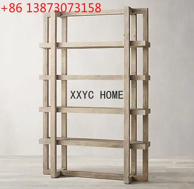 

Американская RH скандинавская современная минималистичная книжная полка из цельного дерева в стиле ретро, итальянская простая