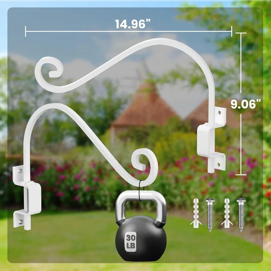 شماعات نباتات دوارة في الهواء الطلق: 2 حزمة خطافات نباتية شماعات تغذية الطيور جدار جبل 15 بوصة خطافات نباتية دوارة لسلال معلقة #3