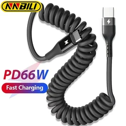 NNBILI 66W 5A Fast Charging Spring Type C to Type C Cable for iPhone 15 16 Samsung Xiaomi Huawei Phone Car USB C Cables 1M/2M 