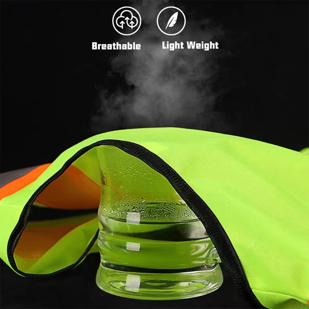 High Visibility Safety Vest with Reflective Stripes Construction Workwear Night Safety Working Clothes Custom Logo Text