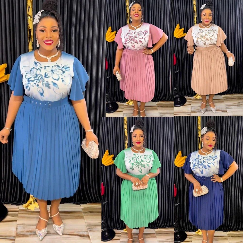 

Африканские вечерние платья больших размеров для женщин Абая, шифоновая африканская одежда с плиссировкой, праздничное платье Dashiki Ankara, Турция, наряды, халат