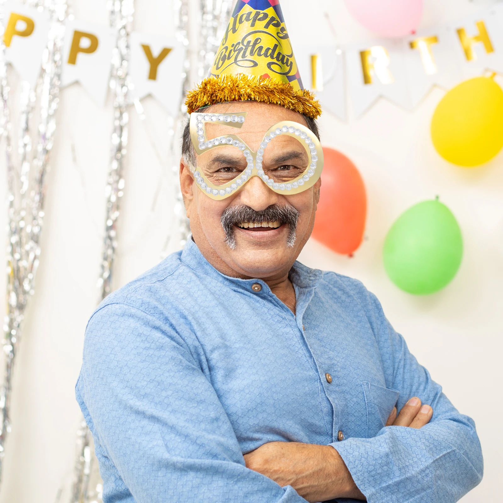 

1Pair Birthday Glasses 50 Years Rhinestone Glitter Plastic Novelty Party Eyewear Photo Booth Prop 50th Birthday Glasses