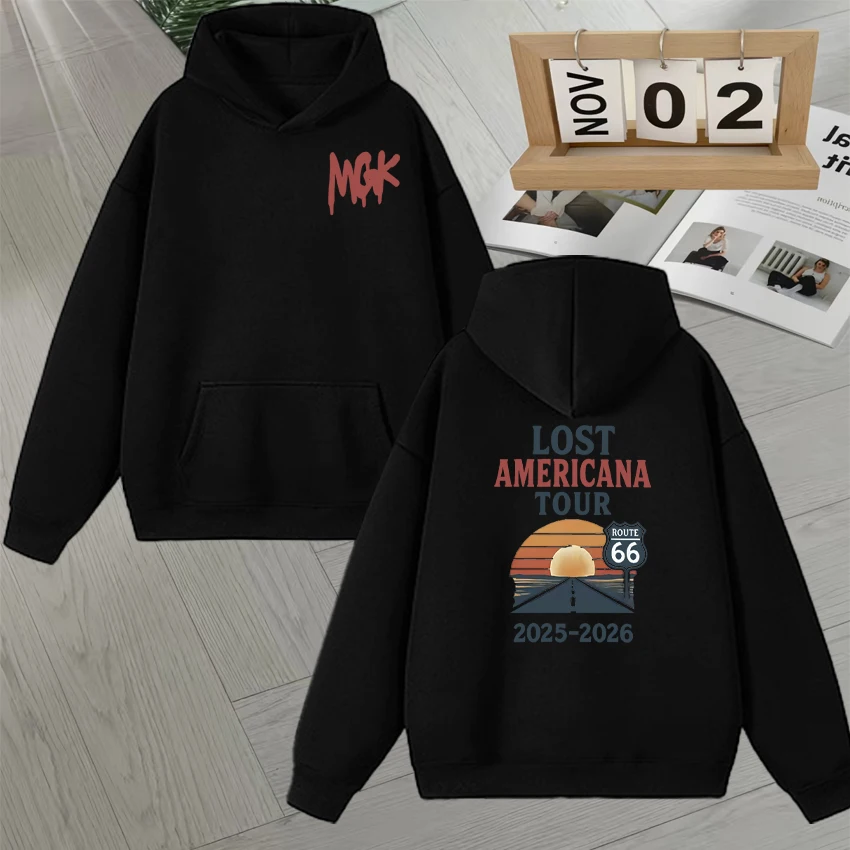 

Hot MGK Lost Americana Tour 2025-2026 Graphic Sweatshirt Men Women Vintage Long sleeve Hoodie Fleece Streetwear Pullover Unisex