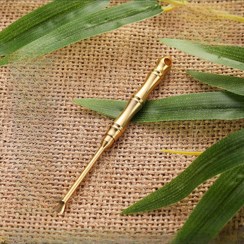 Brass ear spoon keychain, ear-picking tool, ear scoop for digging ears, bamboo-joint single or double use keychain pendant