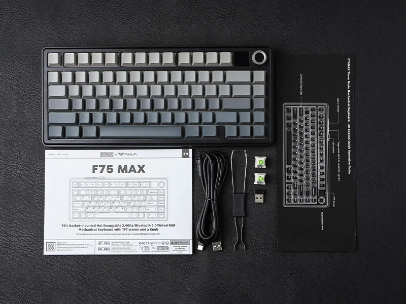 EPOMAKER X AULA F75 MAX Compact 75% ANSI Layout Wired/Bluetooth/2.4GHz Wireless Mechanical Keyboard with TFT Screen and a Knob