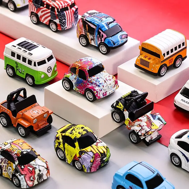 Mini alliage retirer voiture camouflage graffiti bloc de construction voiture enfants jouer maison jouets enfants à collectionner