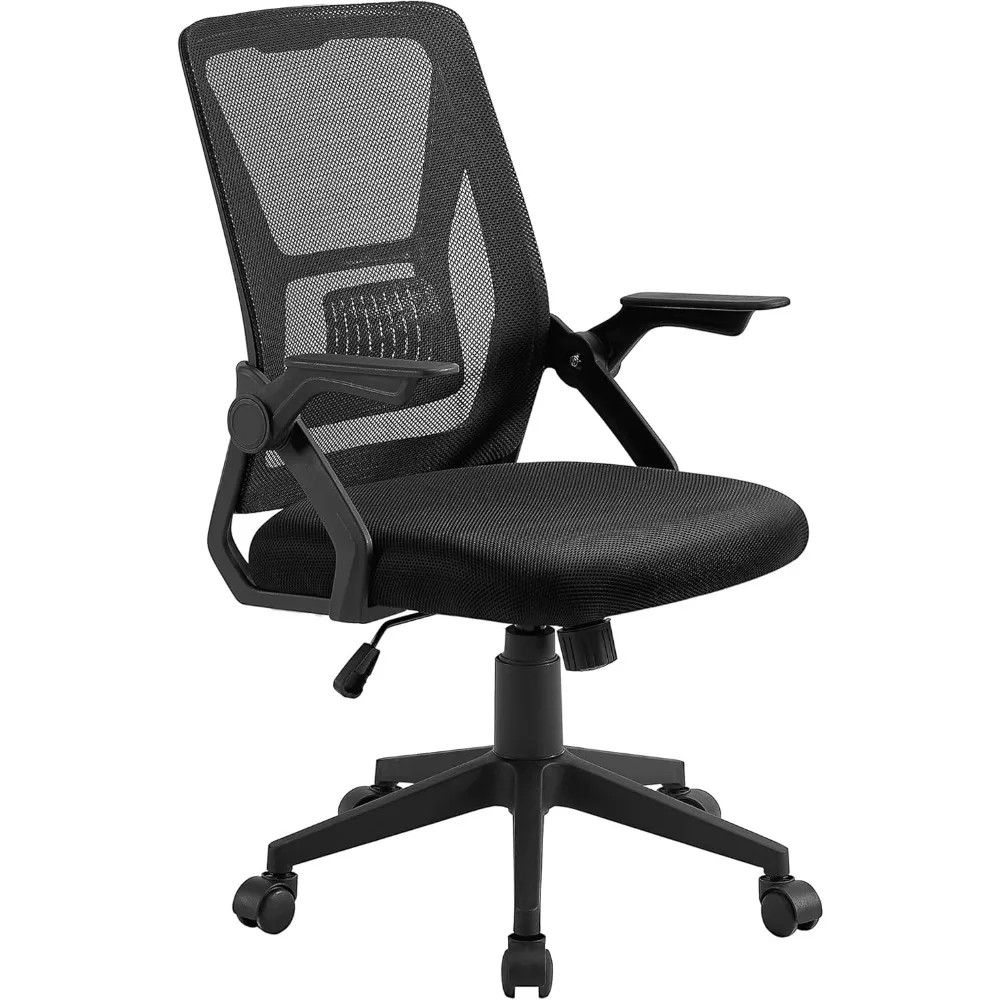 Mid-Back Swivel Ergonomic Office Chair with Adjustable Arms, Mesh Lumbar Support