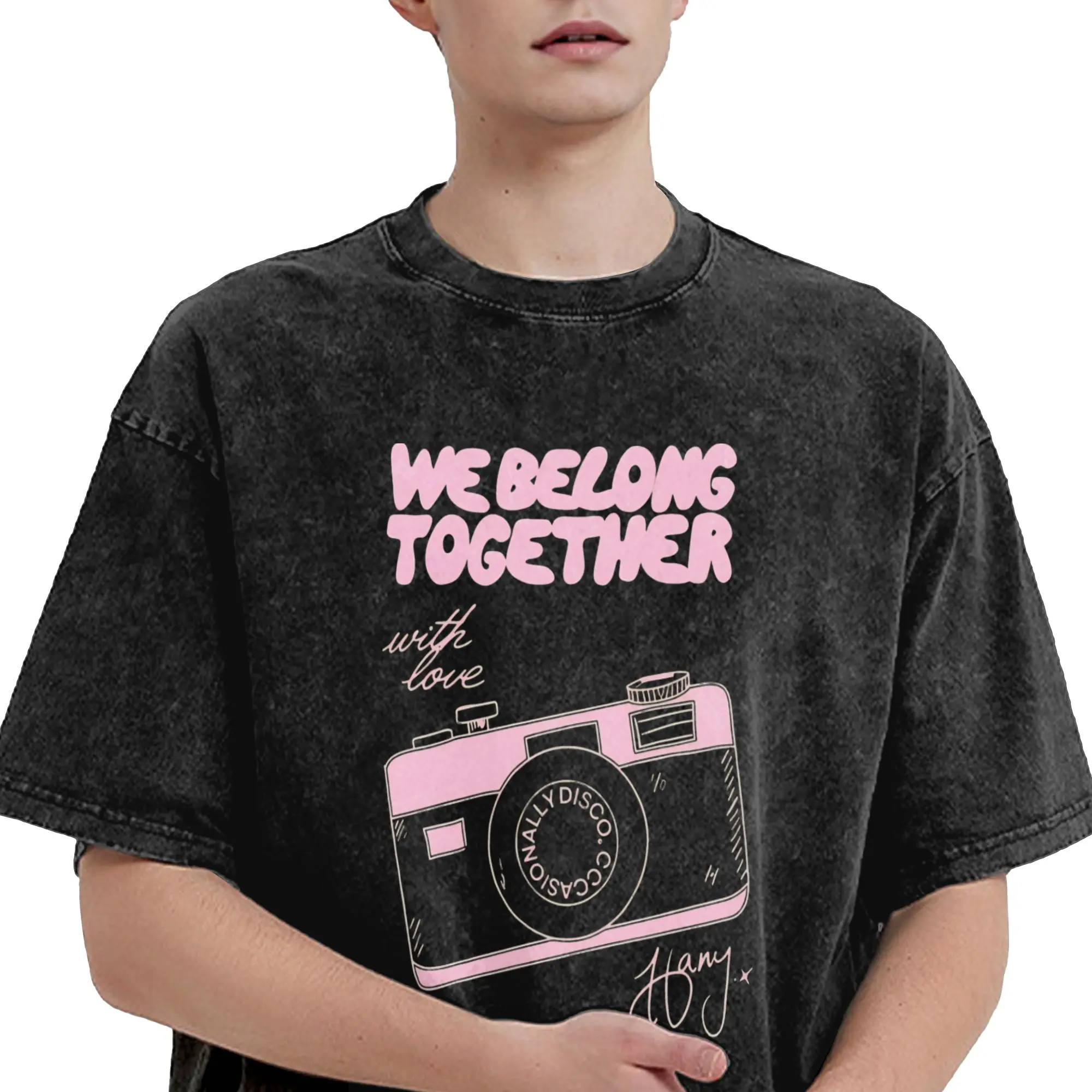 Streetwear Washed T Shirt H-Harry S-Styles We Belong Together Cotton T Shirts  Fashion Tee Shirt Y2K Basic Design Top Tees