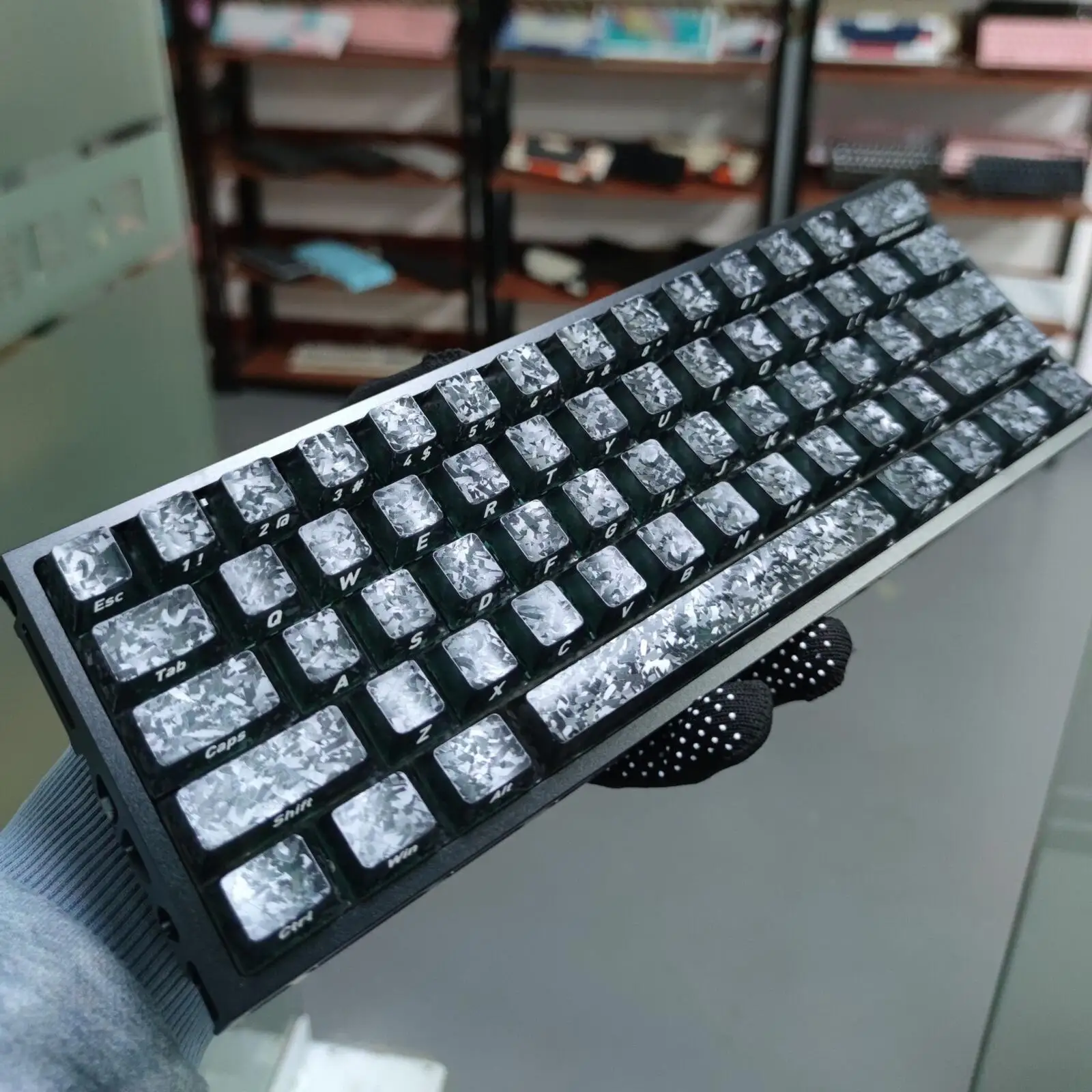 119 Keys Ice Carbon Fiber Fog Transparent Keycaps Side-Engraved Cherry MX for Gaming Mechanical Keyboard Gamer DIY Custom Setup