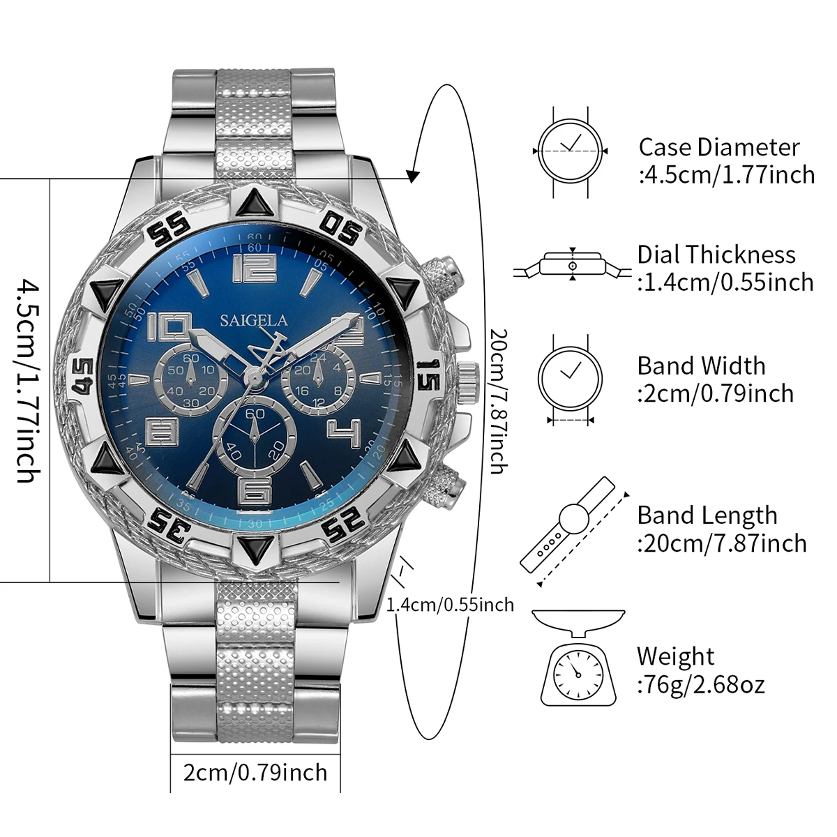 2pcs/set Fashion Steel Band Men\'s Quartz Watch Male Wristwatches Set (Without Box）