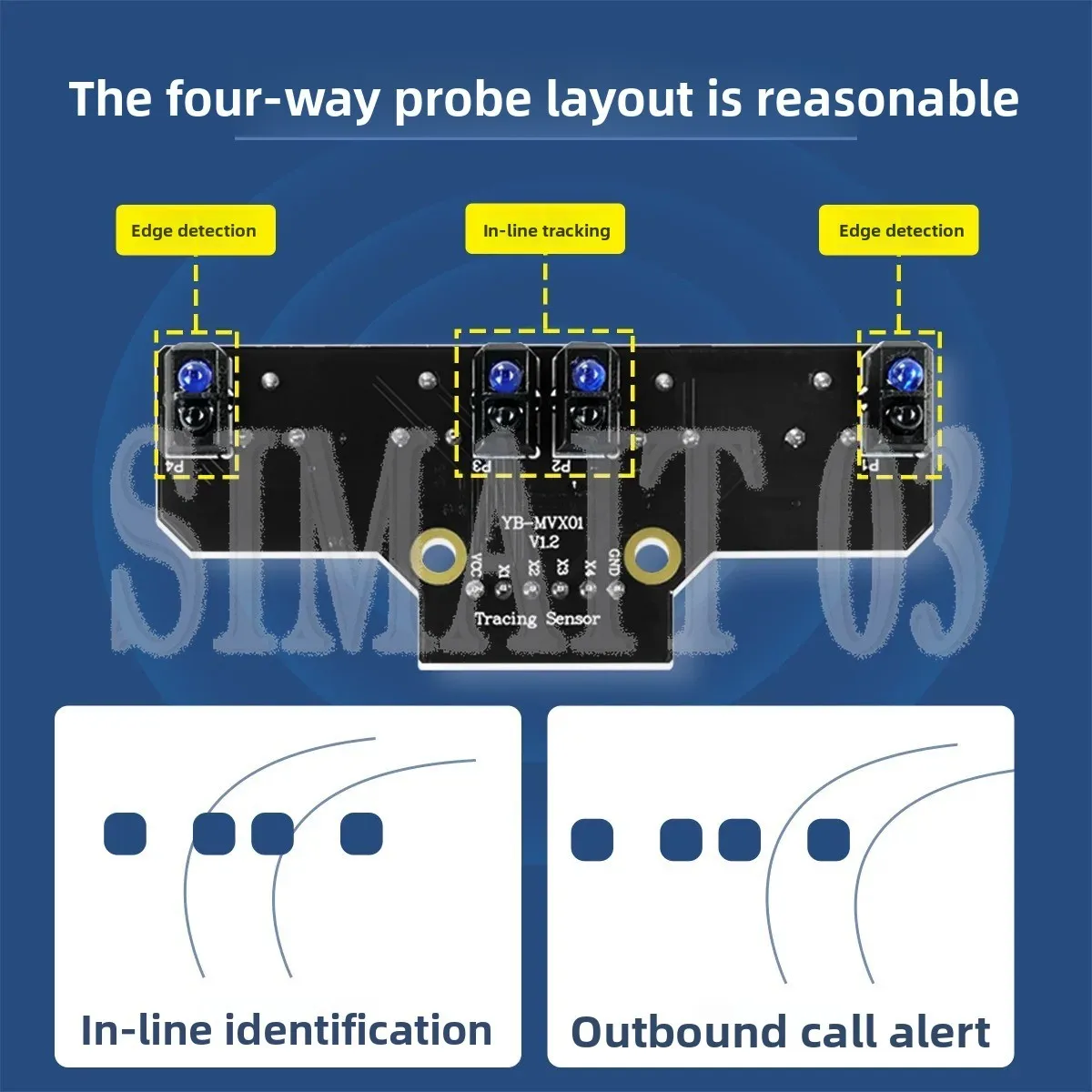 Smart Car Robot 4 Channel Tracking Module, Infrared Line Follower Sensor, 4-Way Path Recognition for Electronic Competition