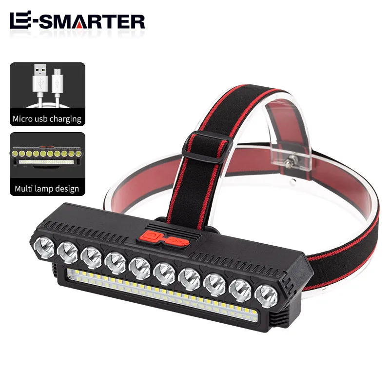 Night Fishing Headlight Outdoor Bright Light Multiple Led Head-Mounted Usb Charging Headlight Portable Lighting Flashlight
