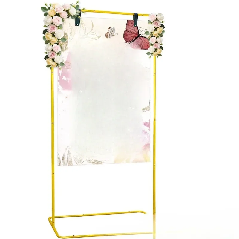 

Wrought iron wedding welcome, arch bracket, square adjustable, wedding logo, display stand, wedding prop background