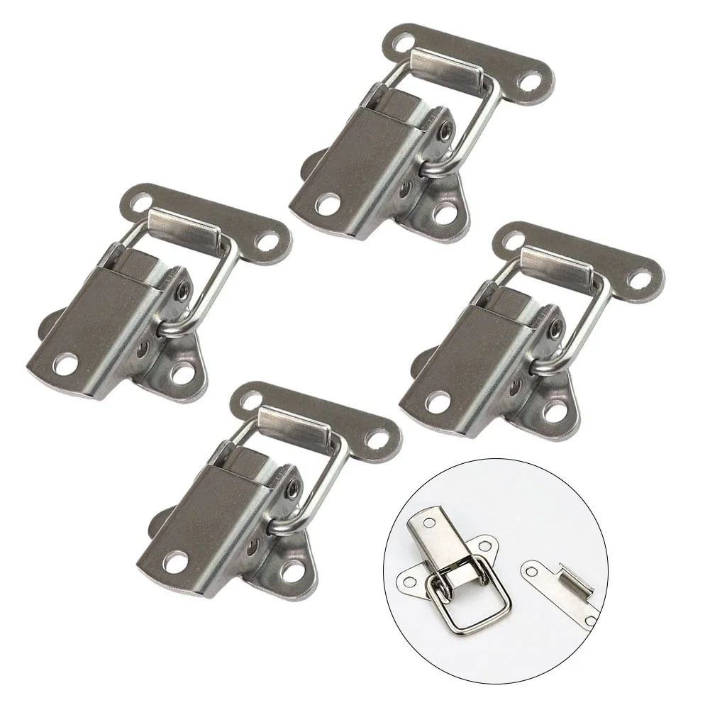 4pcs Stainless Steel Clasp Case Clip Cabinet Latch Jewelry Chest Wooden Wine Box Suitcase Trunk Latch Lock Catch Hasp Latch Lock