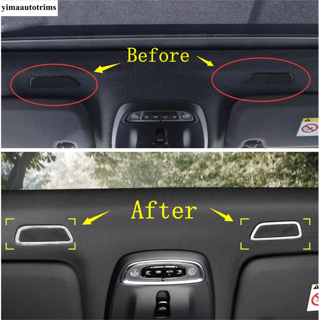 Roof Speaker Audio Loudspeaker Sound Frame Decor Cover Trim For VOLVO XC40 XC60 2018 - 2024 Stainless Steel Accessories Interior