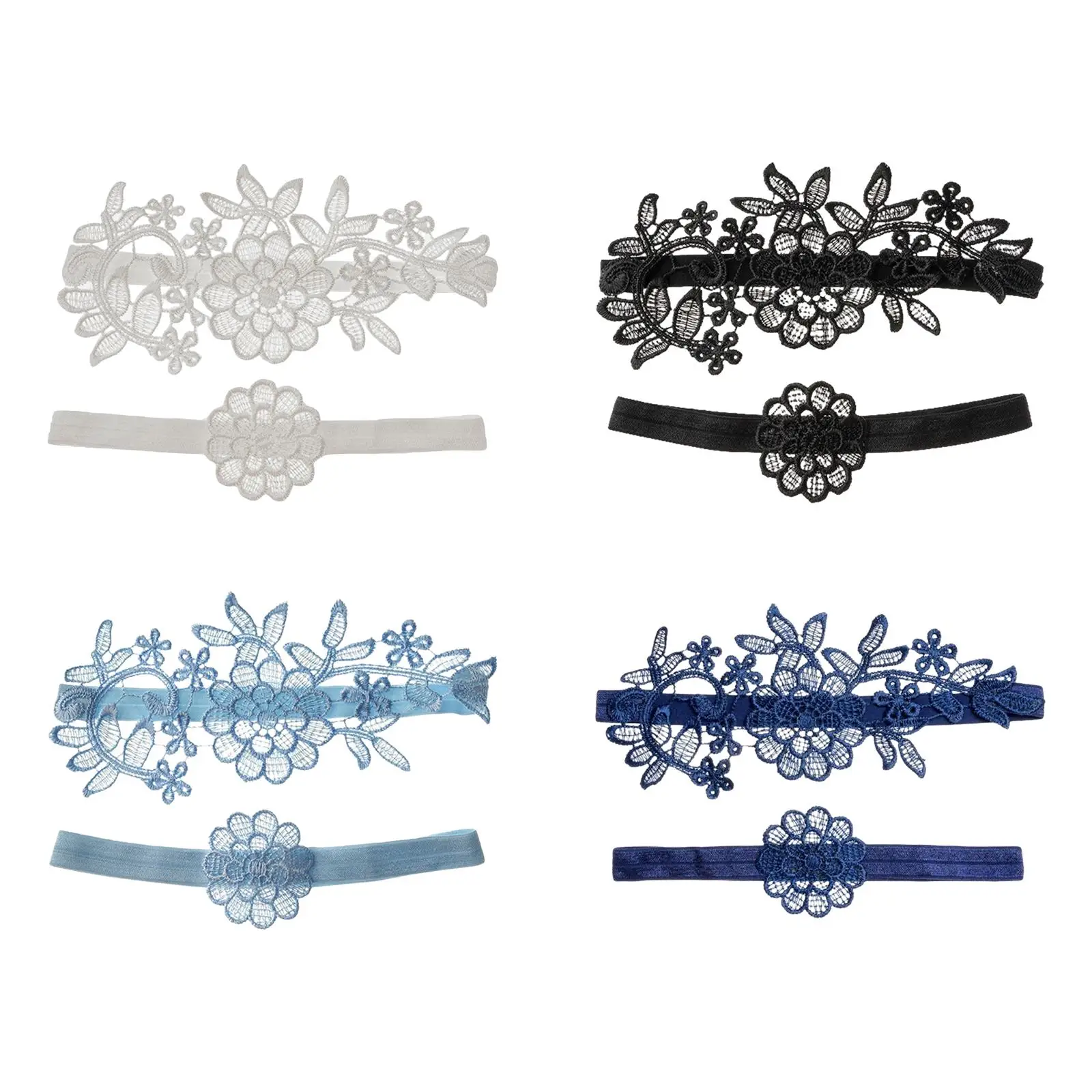 

2Pcs Wedding Garters Thigh Rings Stretch Handmade Floral Design Accessories Lace Leg Garter for Holiday Party Women Ladies