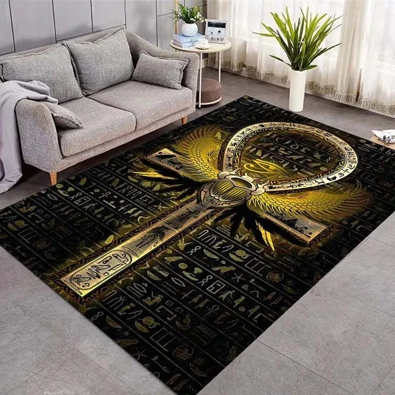 Rug Luxury Art Feather Geometric Mysterious Cultural Pattern Print Decorative Floor Carpet for Livingroom Bedroom Modern Stylish