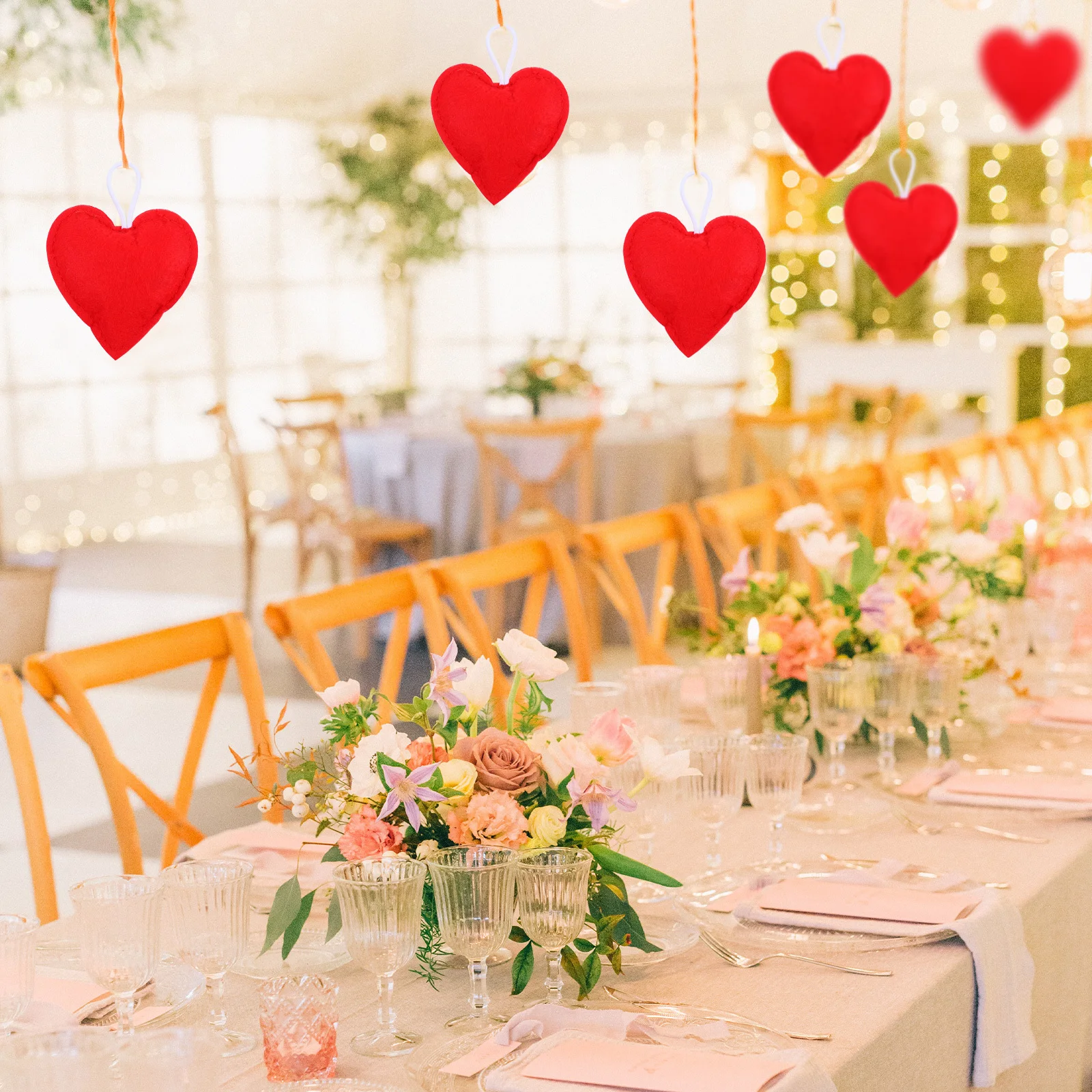 

20Pcs Love Heart Ornament Felt Pendant Red Valentine's Day Hanging Decoration Wedding Anniversary Party Supplies