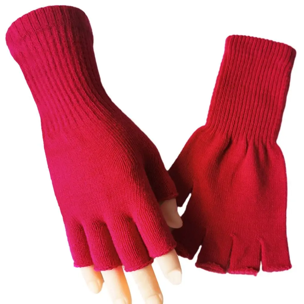 AliExpress NONE Winter Warm Fingerless Gloves Couple Gloves Unisex Half Finger Gloves Thicken Elastic Knitted Mittens Cycling Driving Mittens