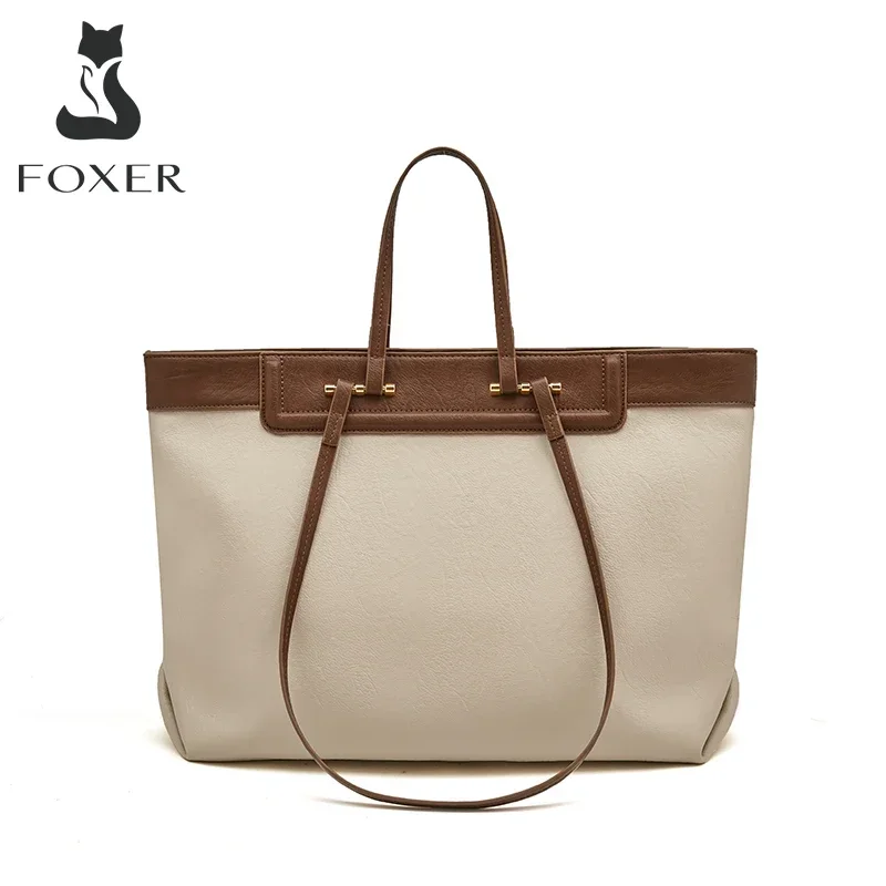 Imagem -02 - Foxer-bolsa de Ombro Axilar Original para Mulheres Bolsa de Couro pu Alta Capacidade Escritório Negócios Laptop Senhora Apto para a4 Marca 2024