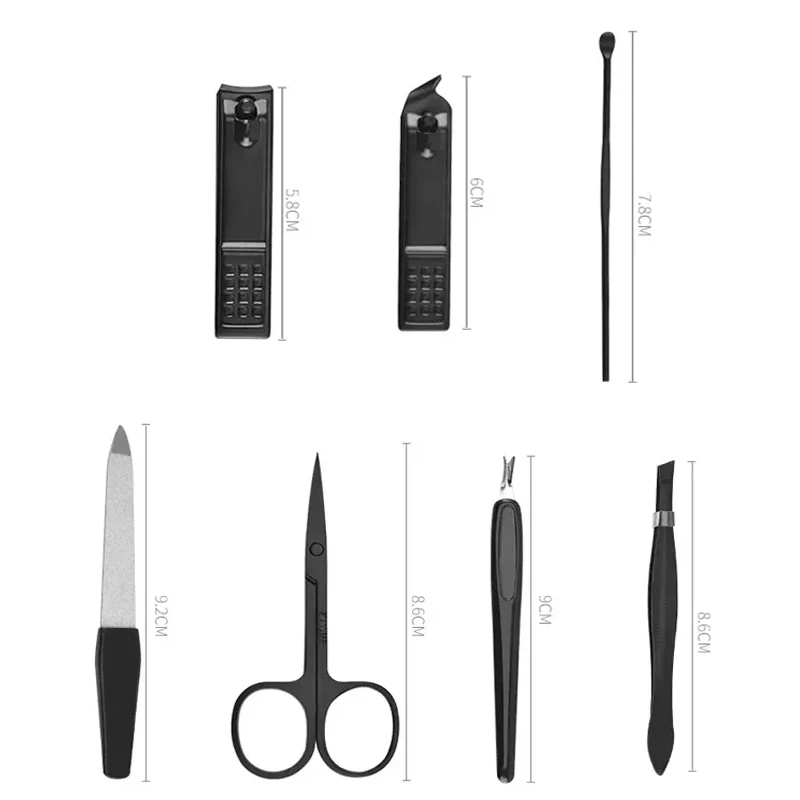7/6 pçs conjunto de manicure de aço inoxidável com arquivo de unhas portátil viagem ferramentas aliciamento tesoura clippers kit salão arte do prego