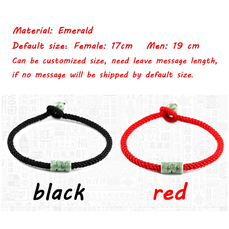 2 Pieces A Pairs(red Rope + Black Rope) Natural Stone Green Jade Couple Bracelet High Quality Female Men Valentine's Day Gifts