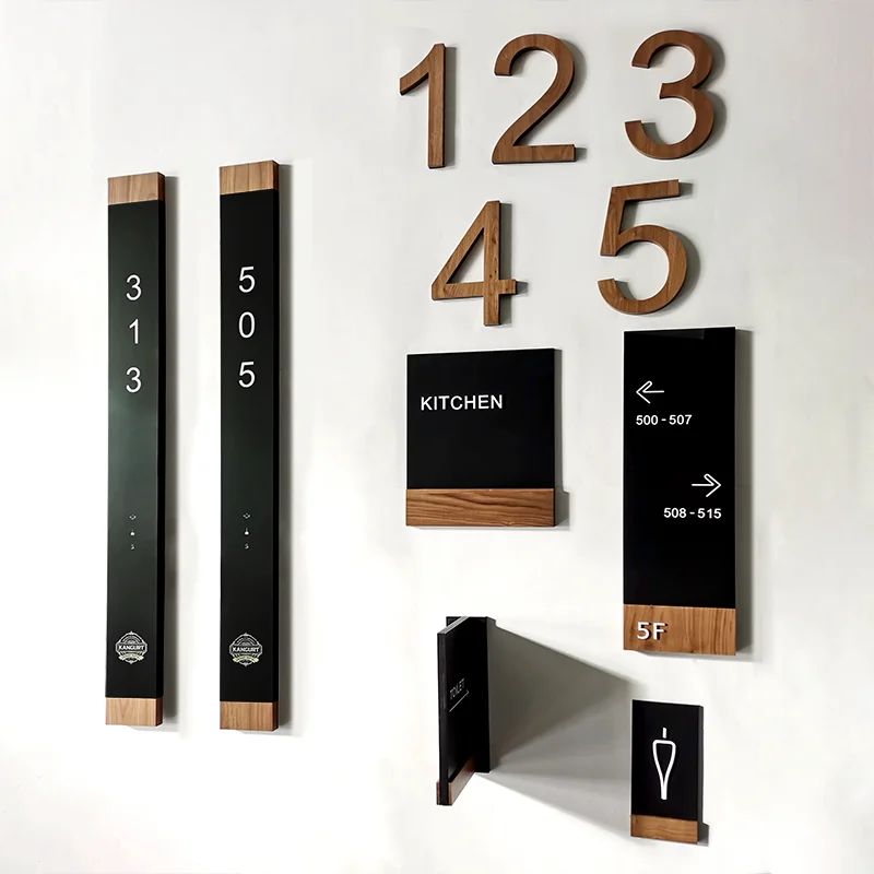 

EZD Hotel Wayfinding System Дизайн Внутренние направленные вывески Wayfinding Строительные номера квартир для дверей отеля Знак на дверь