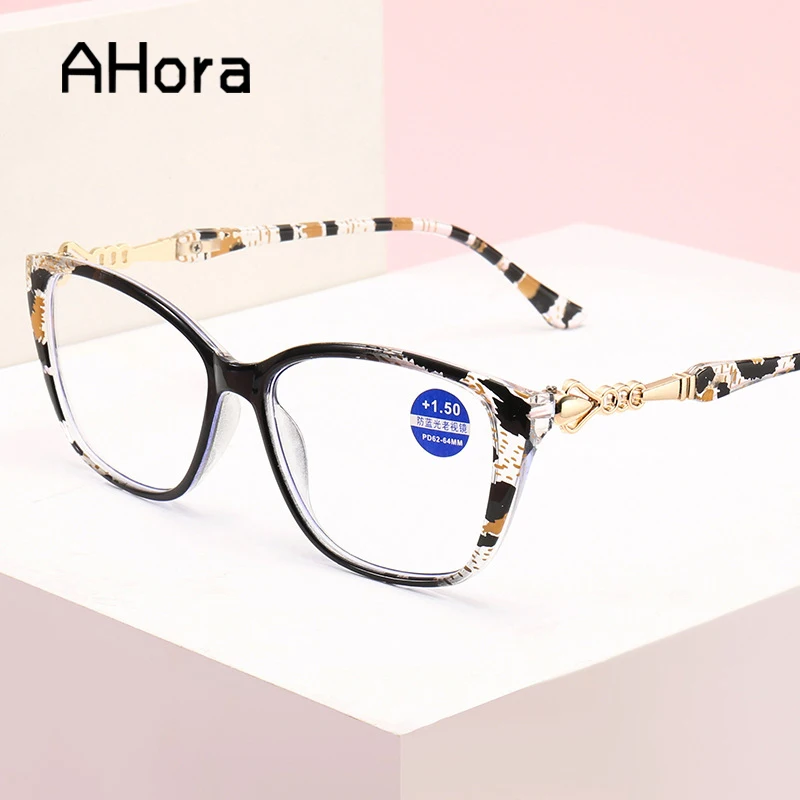 

Ahora Women Lady's Reading Glasses Square Cat Eyes Presbyopia Eyeglasses Blocking Blue Light Eyewear +1.0...+ 4.0 Europe&America