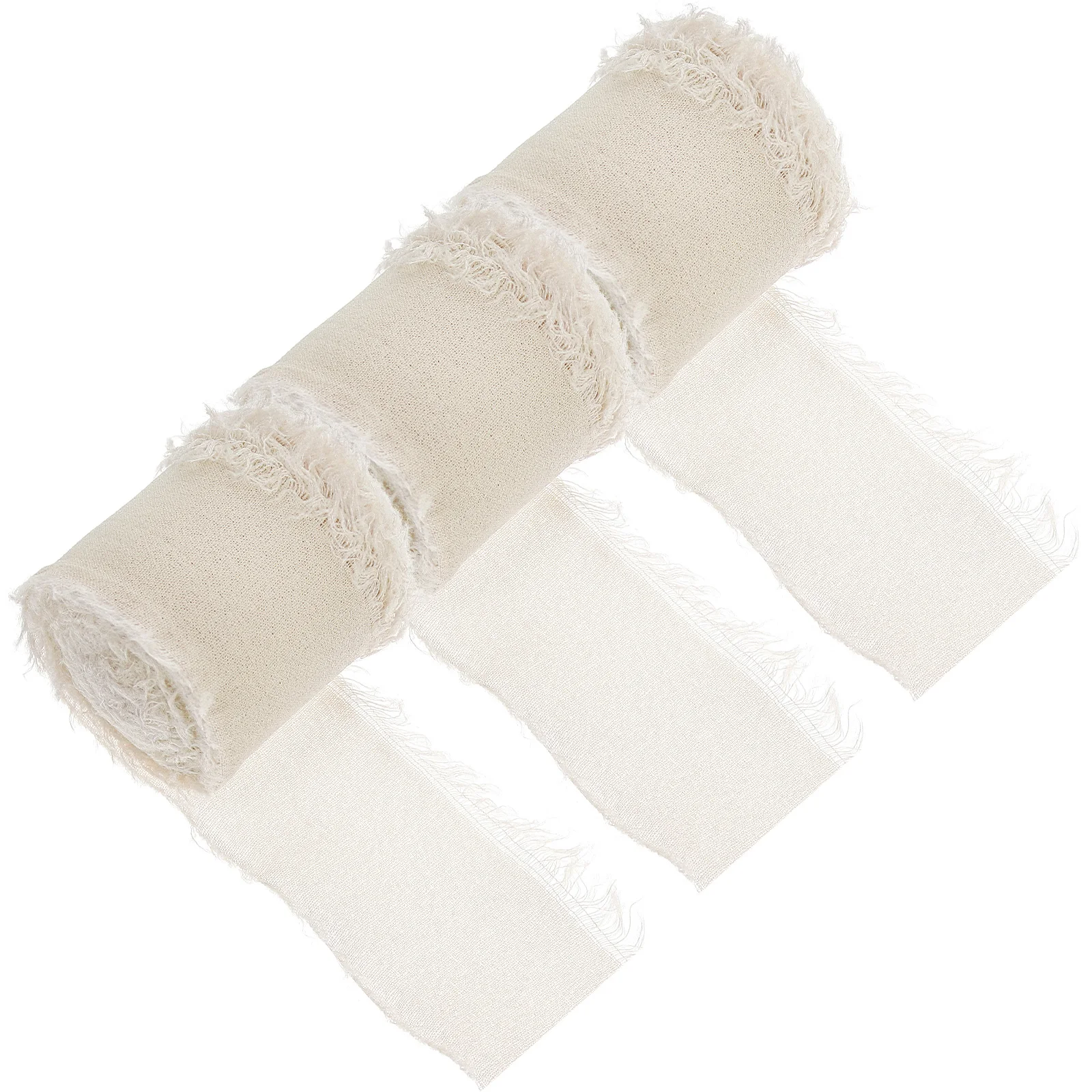 

3 Rolls Bouquet Wedding Decoration Ribbon Ribbons Handmade Fringe Manual Flowers White Polyester