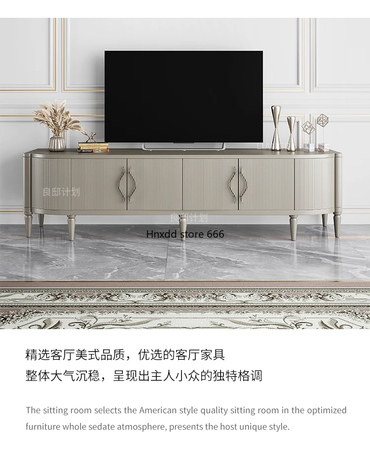 yj Post-Modern Light Luxury Solid Wood TV Cabinet Coffee Table Combination Living Room Film and Television Cabinet