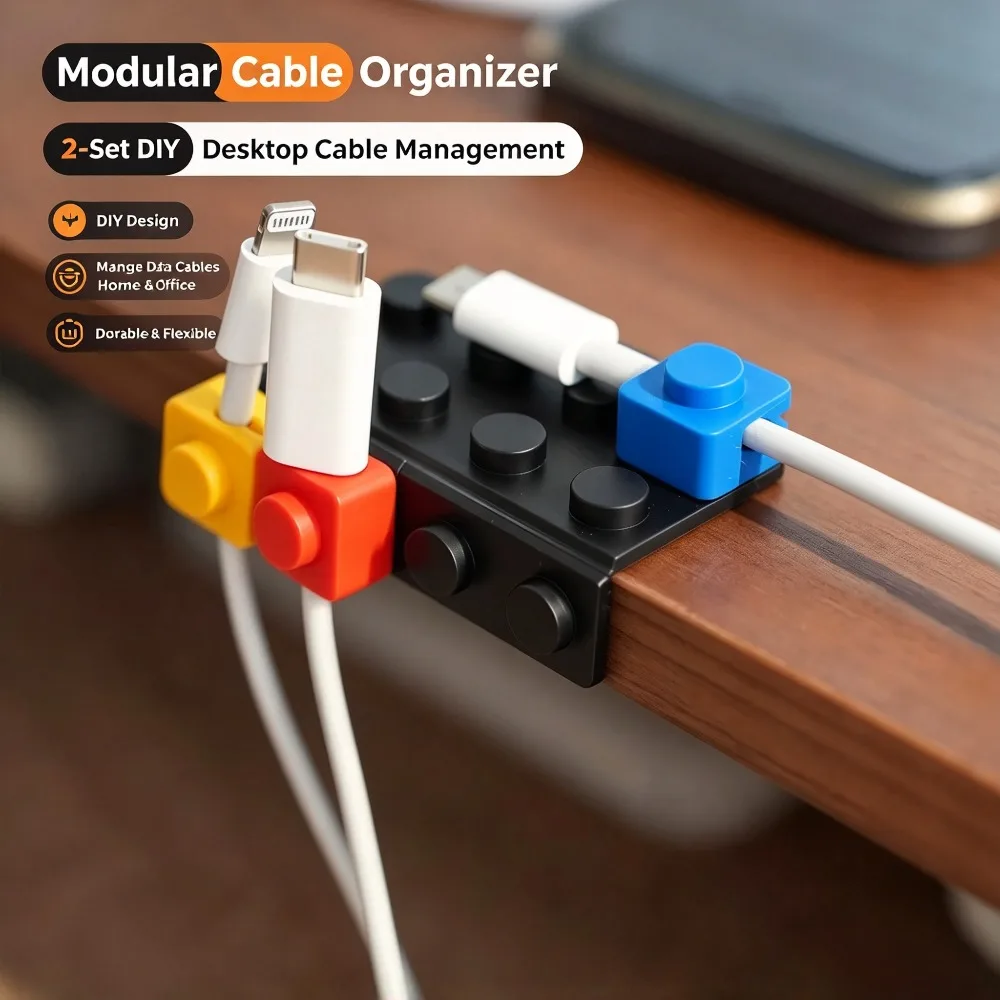 Modular Cable And Data Cable Organization 2 Sets DIY Design For Desktop Home Use Cable Management Organizer Set Kit Pro Durable