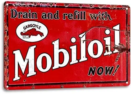 Kalynvi Mobil Oil Motor Garage Auto Shop Retro Vintage Look Rustic Wall Decor Metal Tin Sign 8X12In sign