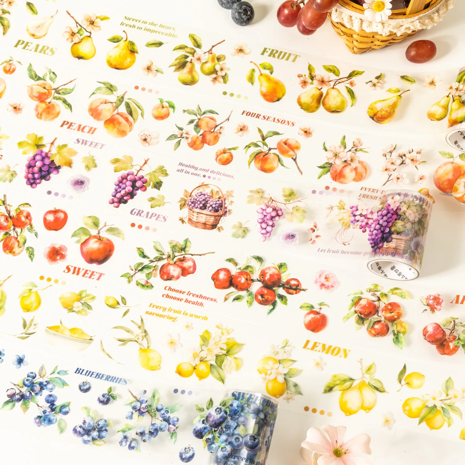 1 pz/1 lotto adesivi per scrapbooking nastri adesivi decorativi set di fiori e frutta adesivi giapponesi per animali domestici