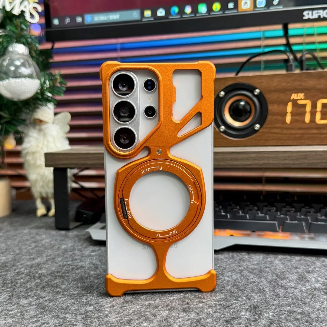 case for Samsung S26 S25 ultra Lock screw metal protective cover rotating bracket tough shell Shock Proof With Holder Kickstand