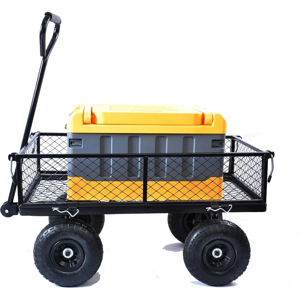 

Garden Carts with 10in Four-Wheeled Wagon Cart Utility Heavy Duty Garden Cart can Bears 550 lbs Steel Mesh Flatbed Utility Wagon