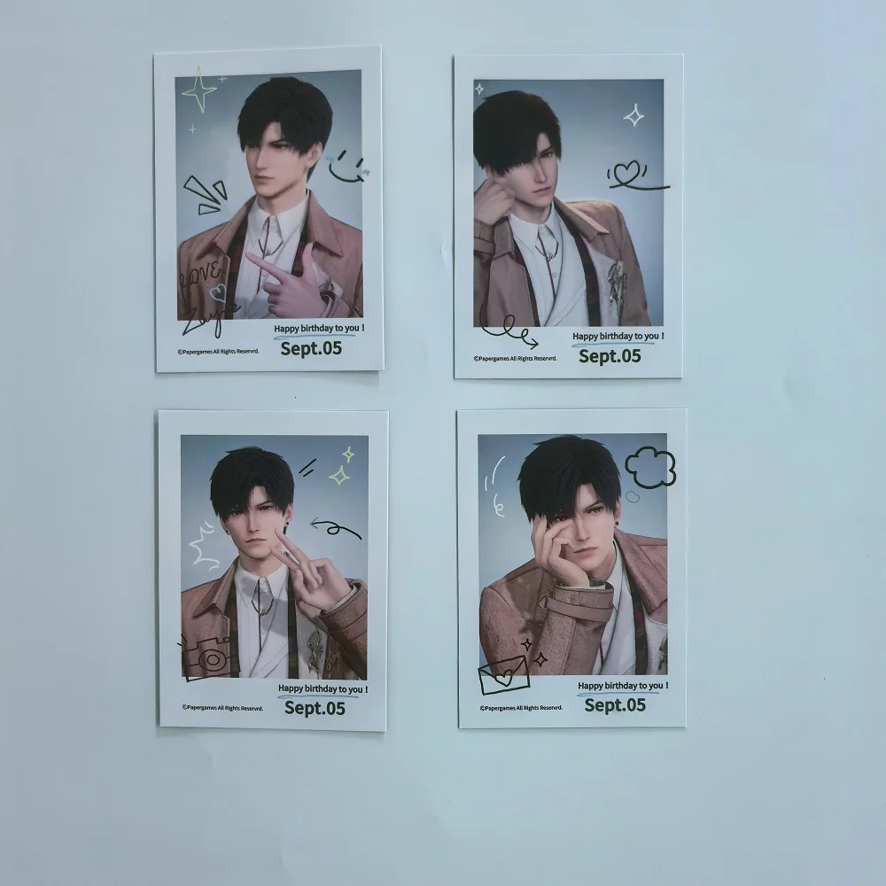 4 Pcs/Set  Love And Deepspace Lomo Card Zayne Li Shen Sept 05 Happy Birthday Game Characters Photo Cards Fans Gift