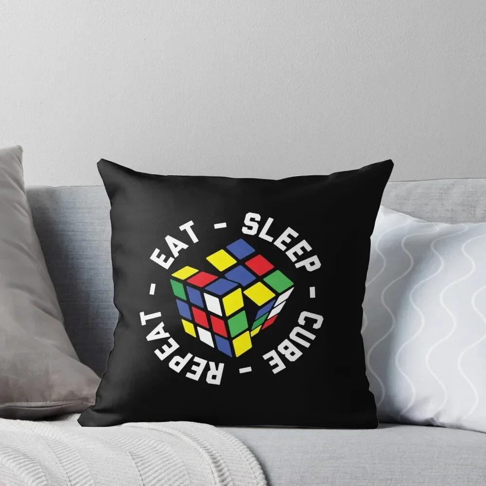 Cube Puzzle Eat Sleep Repeat Throw Pillow Cushion Cover For Sofa Luxury Pillow Case Pillow