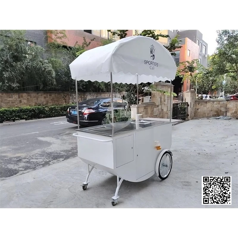 Lowest Price Mobile Ice Cream Push Cart Best Selling With Cooler Box Ice Cream Cart Customized