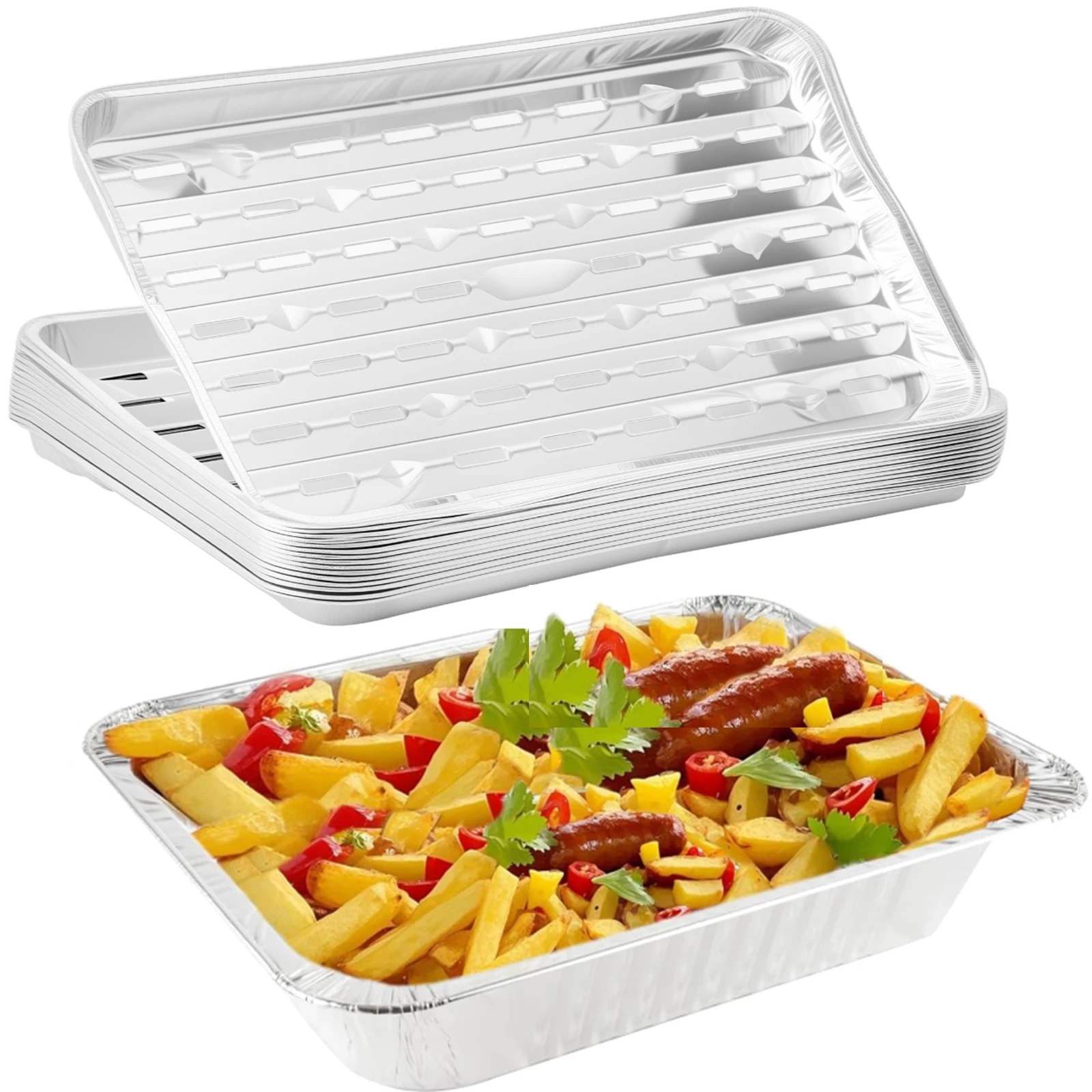 Aluminiumfolien-Tabletts, antihaftbeschichtet, Backformen, Lebensmittelbehälter, Grillablage, Grillschale für Luftfritteuse, Ofen, Backen, Kochen, Küchenwerkzeug