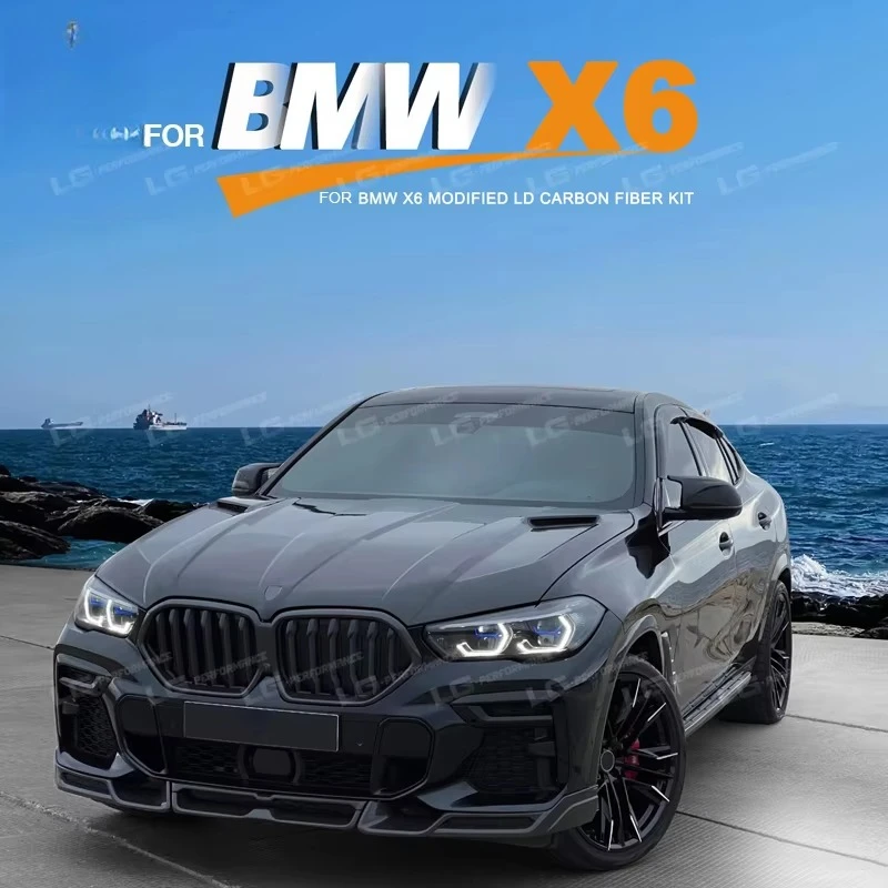 Carbon Fiber Body Kit for BMW X6 G06 Upgrade to LD Style Front Lip Diffuser Side Skirt Spoiler Hood Grill Car Kit
