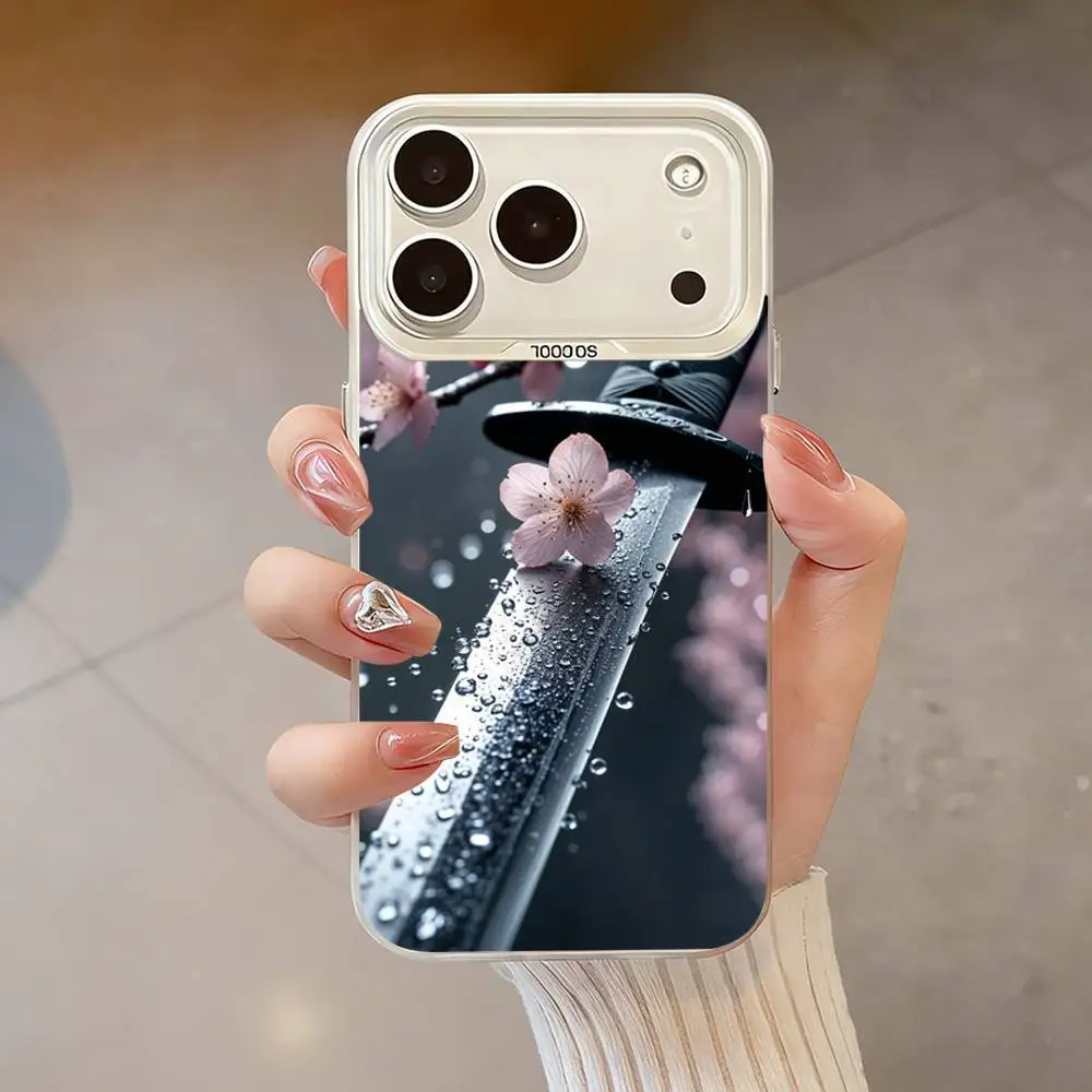 Cool Samurai Sword Phone Case para iPhone 17,16,13,12,X,11,15,14,Pro,Max,Plus,SE4,Air,Mini blanco IMD HD mate