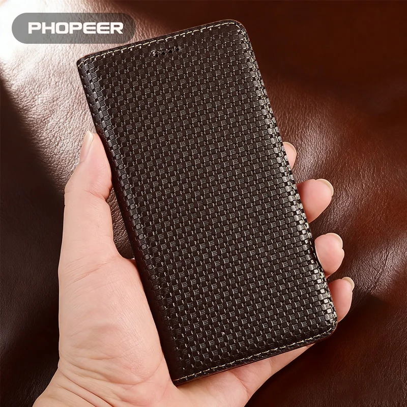 Funda de cuero de lujo tipo flip para Asus Rog Phone 9 Pro 9FE 8 8 Pro 7 6D Ultimate 5S Pro 4 3 con patrón de mimbre