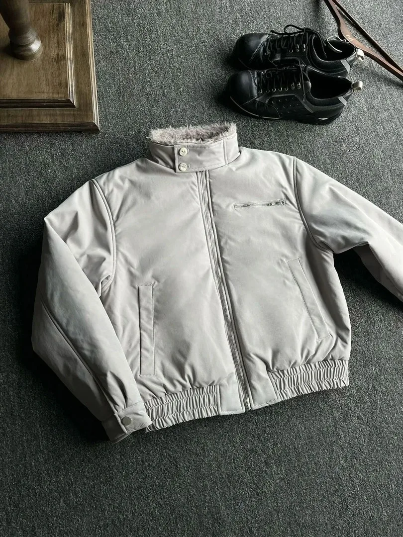 

American Sle Cotton Jaet with Fur Collar Men's Women's Winter Warm ort Bomber Coat Loose Fit Youth Faion Thiened