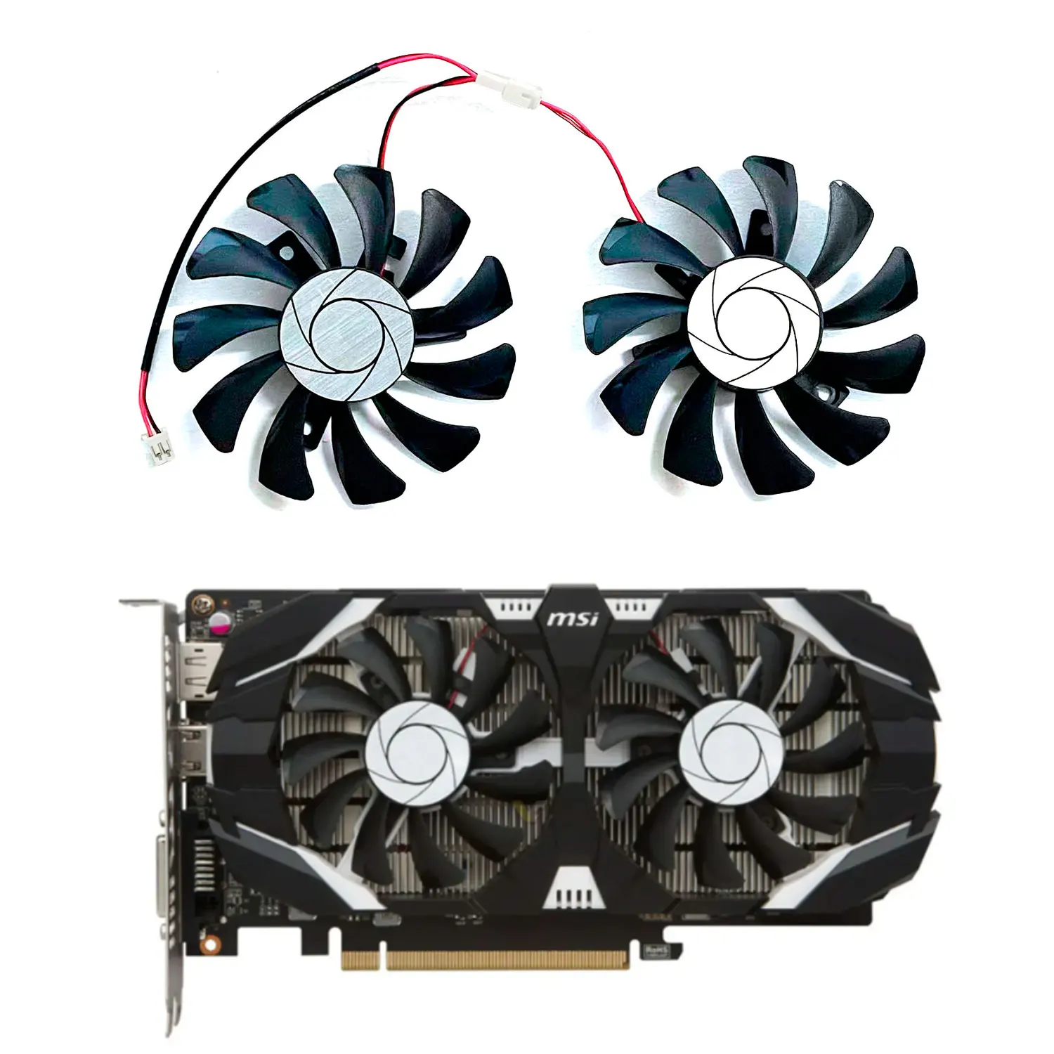 

75MM HA8010H12F-Z GTX1050 GPU Cooler Fan Replacement For MSI GTX 1050 2GT OC 1050Ti 4GT Graphics Video Card Cooling Fans 2Pin