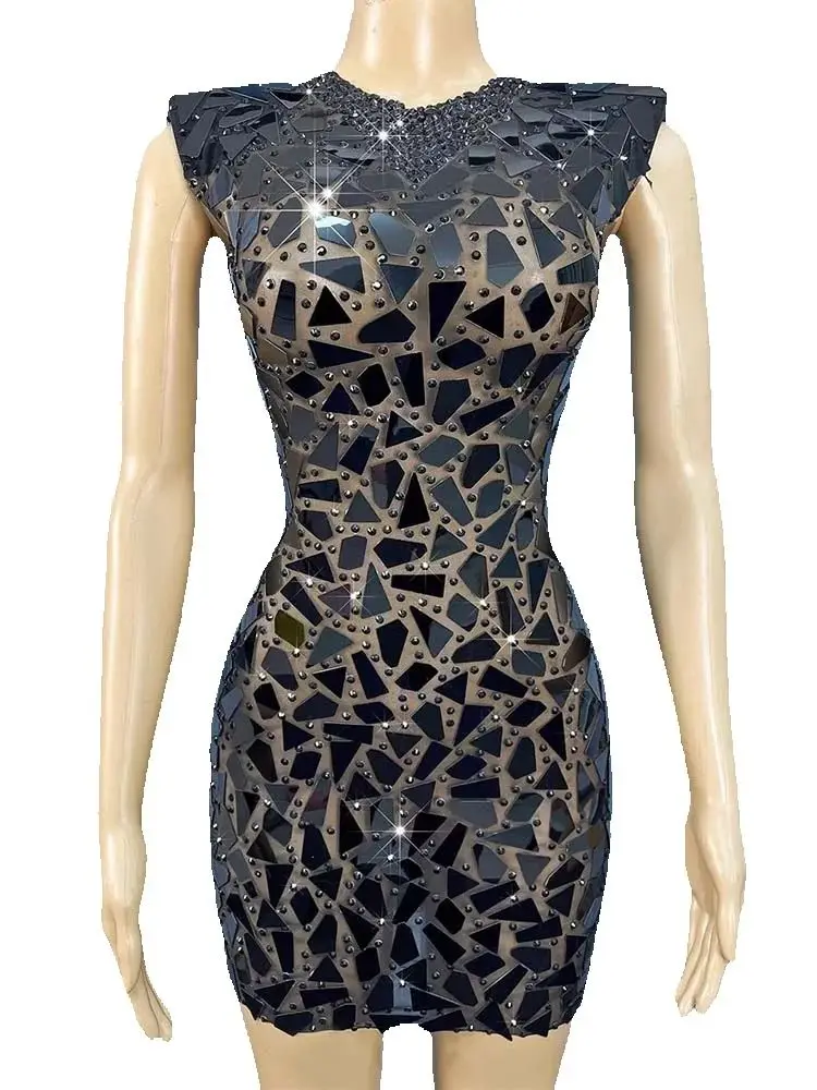 Robe élastique en maille noire, sexy, à paillettes, estampage à chaud, haute qualité, nouvelle mode, vêtements personnalisés pour femmes, 2025