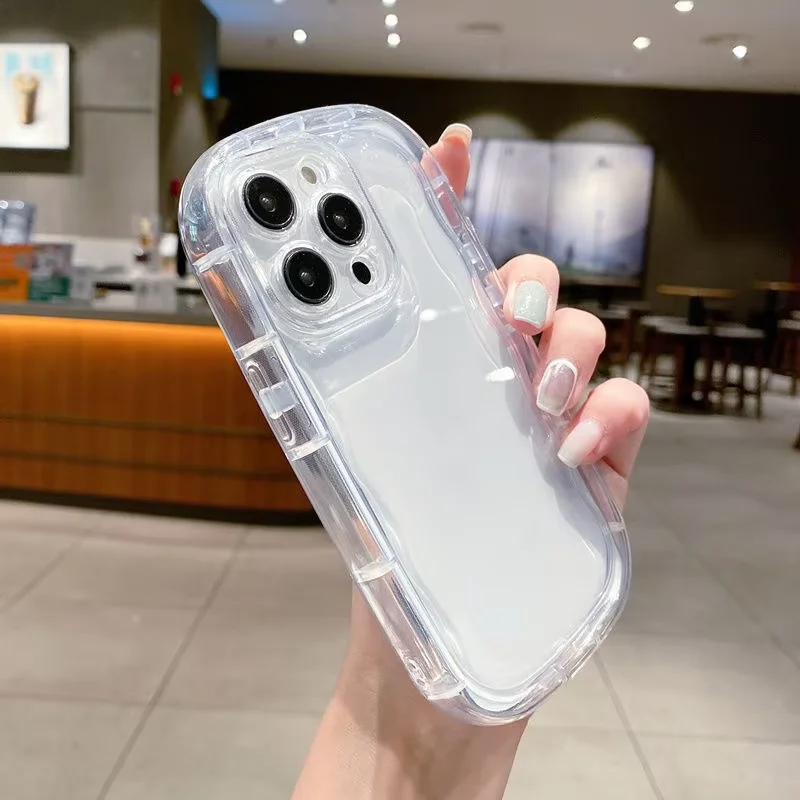 Funda de teléfono suave transparente para iPhone 16 15 14 13 12 11 Pro Max XR XS MAX 7 PLUS MINI cámara protecciónAirbag cubierta a prueba de golpes