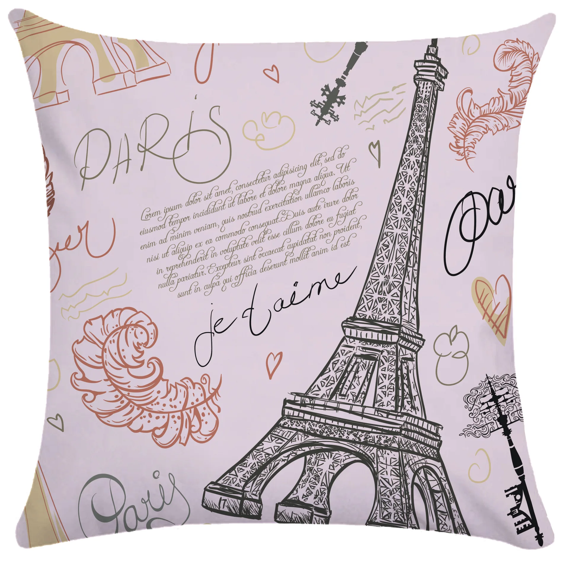 Pillow Covers Decorative Paris Tower Pillowcase Bicycle Hot Air Balloon Pillows Case for Living Room Aesthetics Sofa Bed 18x18